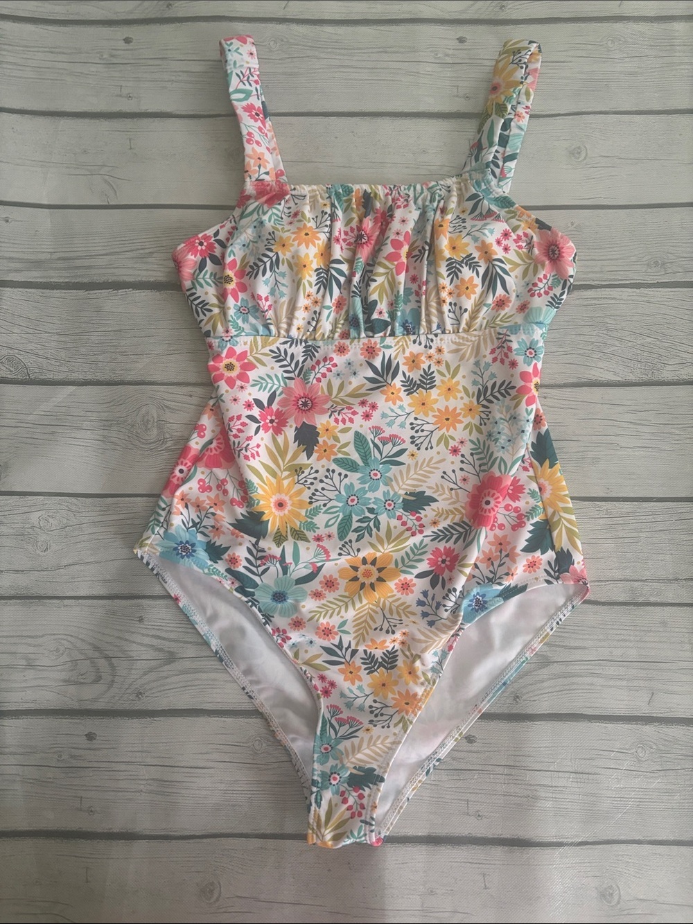 Girls Floral One-Piece Swimsuit - White Multi